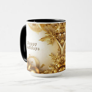 Golden Leaves Christmas Holiday Mug