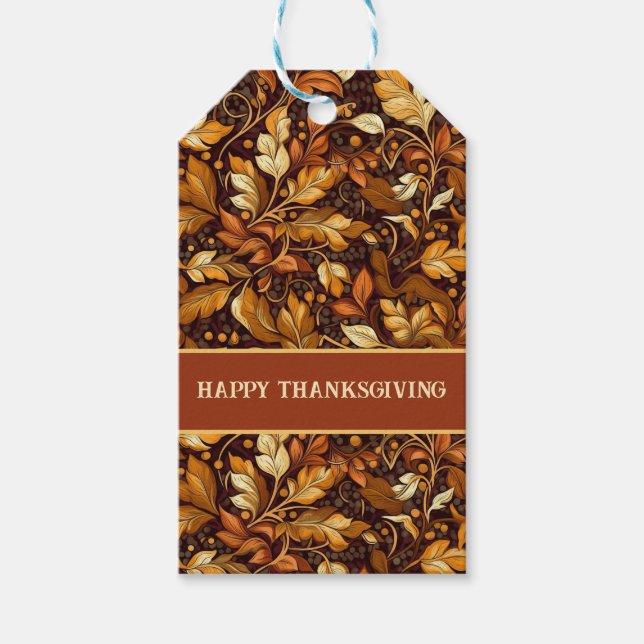 Golden Leaves Customisable Gift Tags (Front)