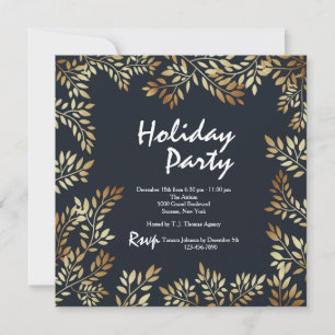 Golden Leaves Frame Square Invitation