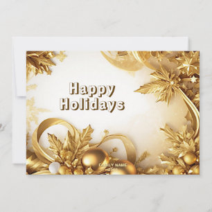 Golden Leaves Holiday Christmas Card