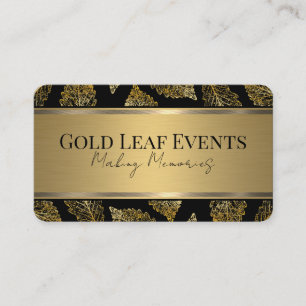 Golden Leaves Luxury Metallic Shine Business Card