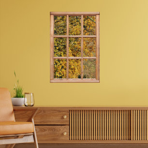 Golden Leaves of Autumn from a Window Poster
