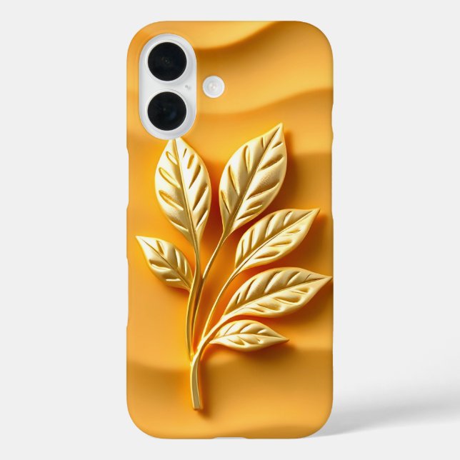 Golden Leaves on Ochre iPhone Case (Back)