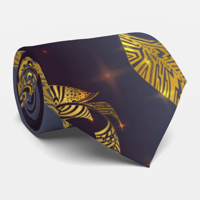 Golden leaves pattern tie (Rolled)
