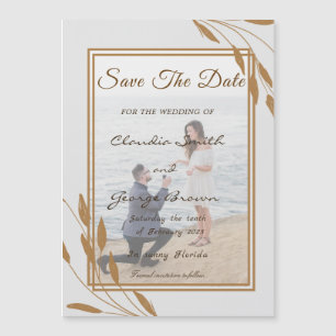 Golden Leaves Photo Save the Date Magnets