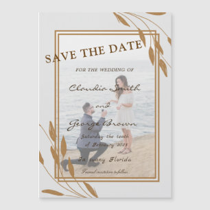 Golden Leaves Photo Save the Date Magnets