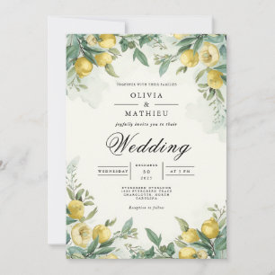 Golden Lemon Botanical Wedding Invitation