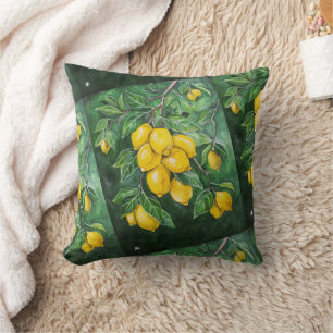 Golden Lemons on a Winter's Day by Alfred Fox Cushion