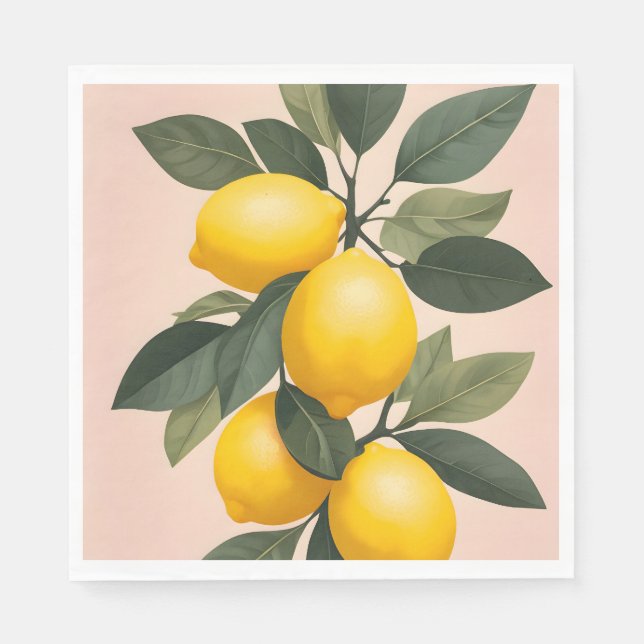Golden Lemons on Green Napkin (Front)