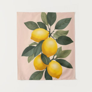 Golden Lemons on Green Tapestry