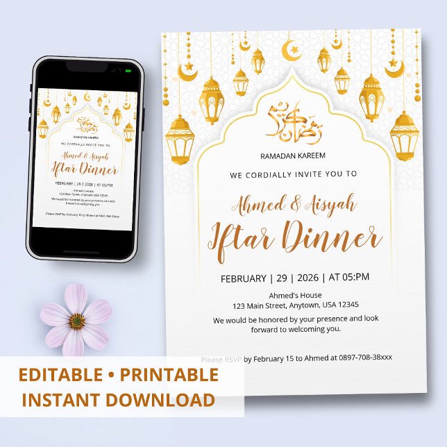 Golden Lentern Islamic Iftar Invitation (Creator Uploaded)