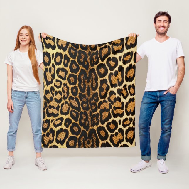Golden Leopard Chic  🐆 Fleece Blanket (In Situ)