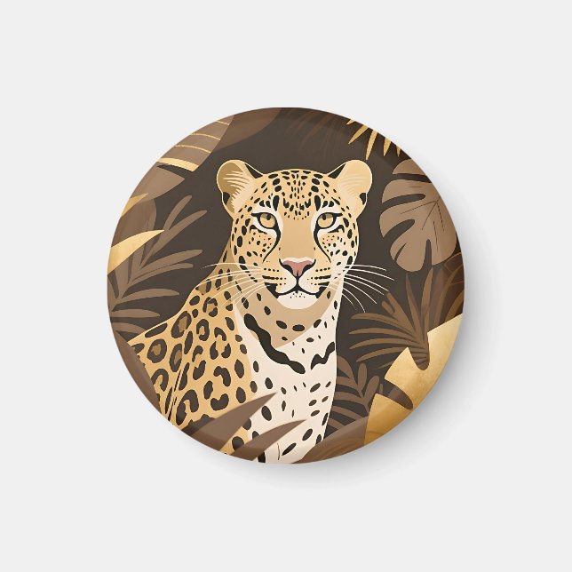 Golden Leopard Jungle Boho Wildlife  Magnet (Front)