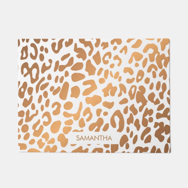 Golden Leopard Print Doormat (Front)