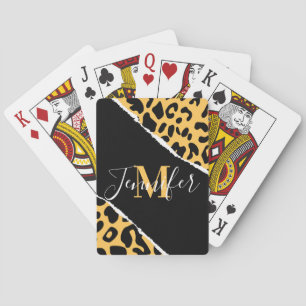 Golden Leopard Print Playing Cards