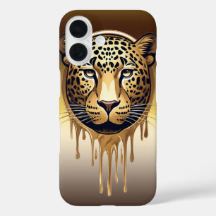 Golden Leopard With metallic dripping effects 🐆 iPhone 16 Case