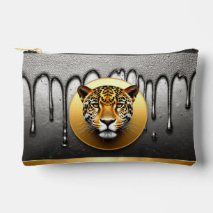 Golden Leopard With Water Drop Details 🐆 Accessory Pouch