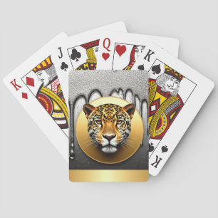 Golden Leopard With Water Drop Details 🐆 Playing Cards