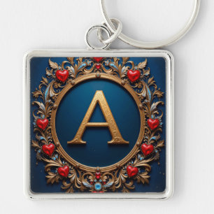 Golden Letter A Heart Monogram Personal Style ✨ Key Ring
