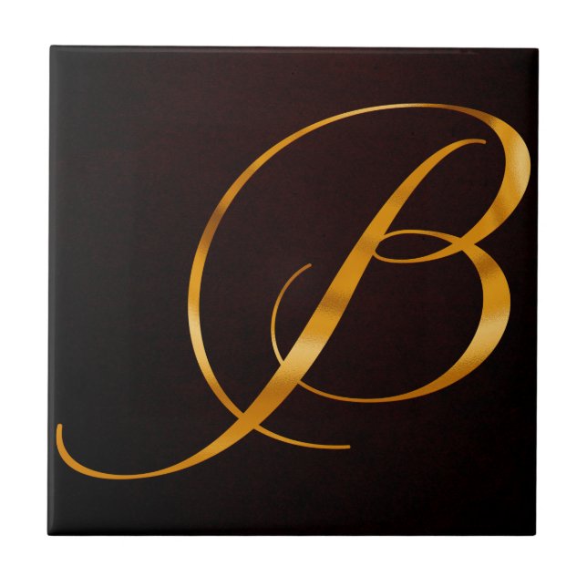 Golden letter B in vintage design Tile (Front)