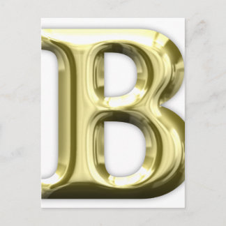 Golden Letter B Shiny Alphabet Postcard