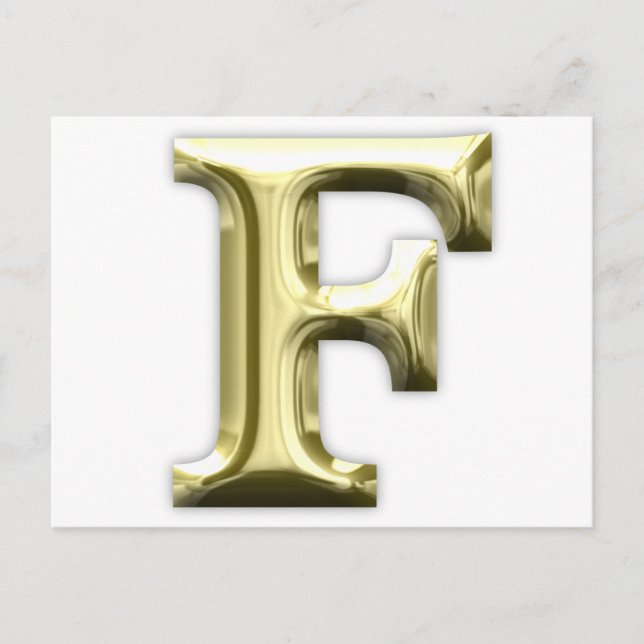 Golden Letter F Shiny Gold Alphabet Postcard (Front)