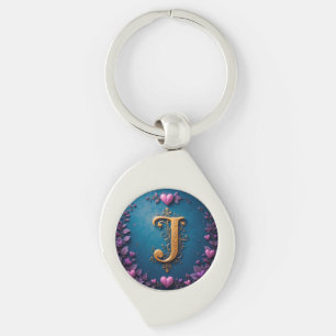 Golden Letter J Love Nature Inspired Monogram ✨ Key Ring