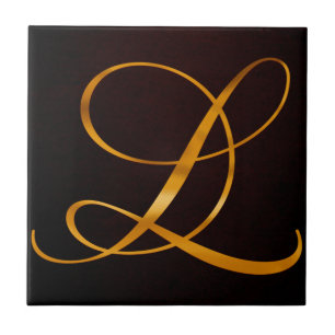 Golden letter L in vintage design Ceramic Tile