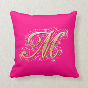 Golden Letter M - Pillow