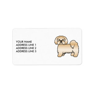 Golden Lhasa Apso Cute Cartoon Dog & Custom Text Label