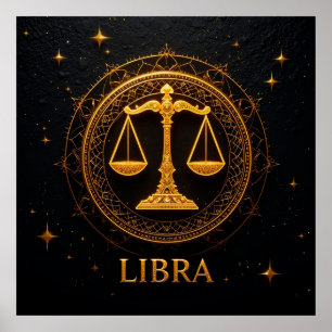 Golden Libra Zodiac Sign Illustration
