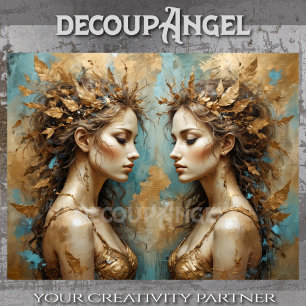 Golden Lieves Sisters Decoupage Tissue Paper