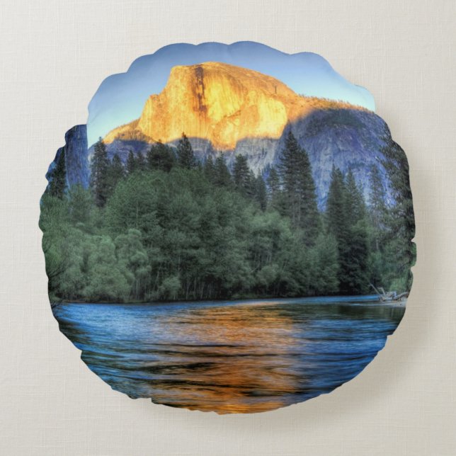 Golden Light on Half Dome Round Cushion (Front)