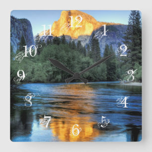 Golden Light on Half Dome Square Wall Clock