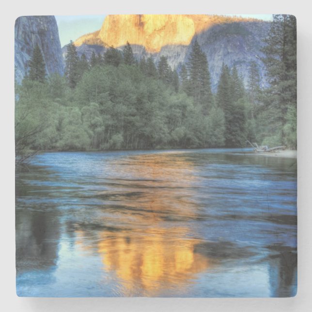 Golden Light on Half Dome Stone Coaster (Front)