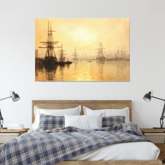 Golden Light on Historic Boston Harbour Canvas Print