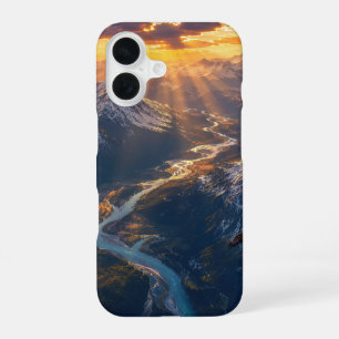 Golden Light Over the Alpine River001 iPhone 16 Case