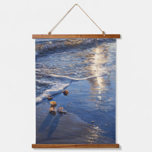 Golden Light Seashell Reflection Beach Art Hanging Tapestry