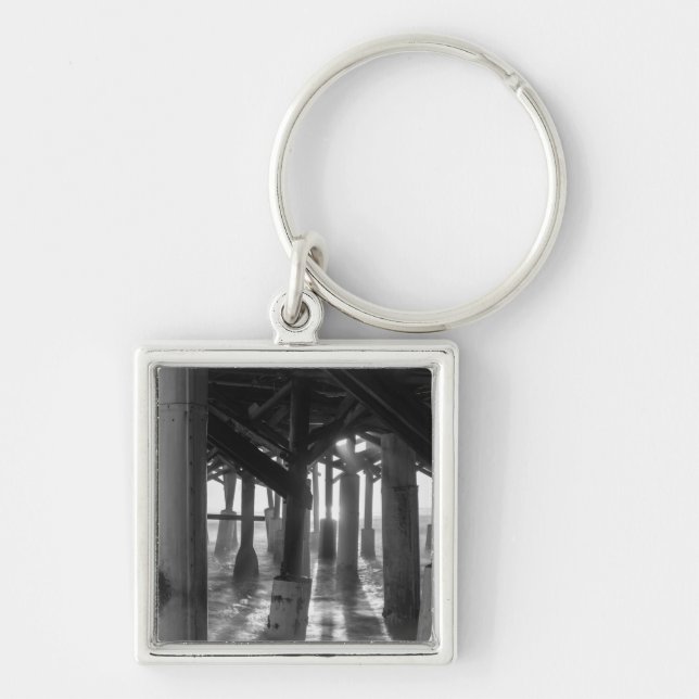 Golden Light Shines Through Grayscale Key Ring (Front)
