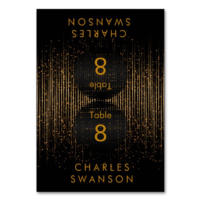 Golden Light Shower | Place Cards with DIY Text (Front)