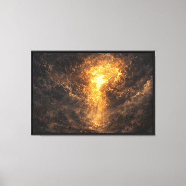 Golden Light Through Storm Clouds Canvas Print (Front)