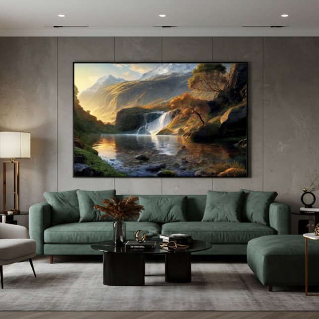 Golden Light Waterfall Canvas Print (Creator Uploaded)
