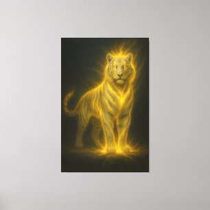 Golden Lightning Tiger – High-End Fantasy Art Pain Canvas Print