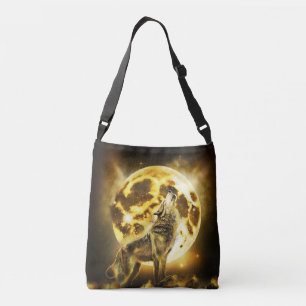 Golden Lightning Wolf Crossbody Bag