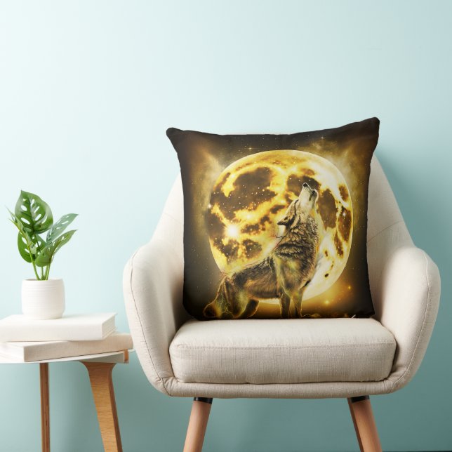 Golden Lightning Wolf Cushion (Chair)