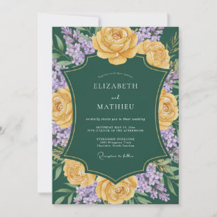 Golden Lilac Foliage Eucalyptus Wedding Invitation