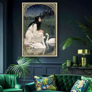 Golden Lilies Art Nouveau Elegance Poster