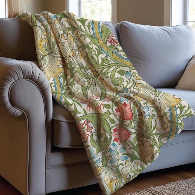 Golden Lily by William Morris Fleece Blanket (Creator Uploaded)