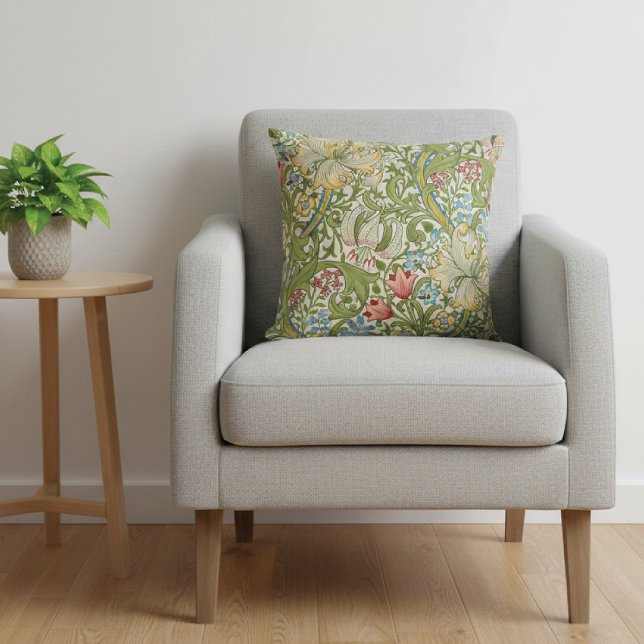 Golden Lily Floral William Morris Cushion (Creator Uploaded)