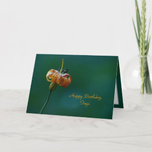 Golden Lily Happy Birthday Name Floral Greeting  Card